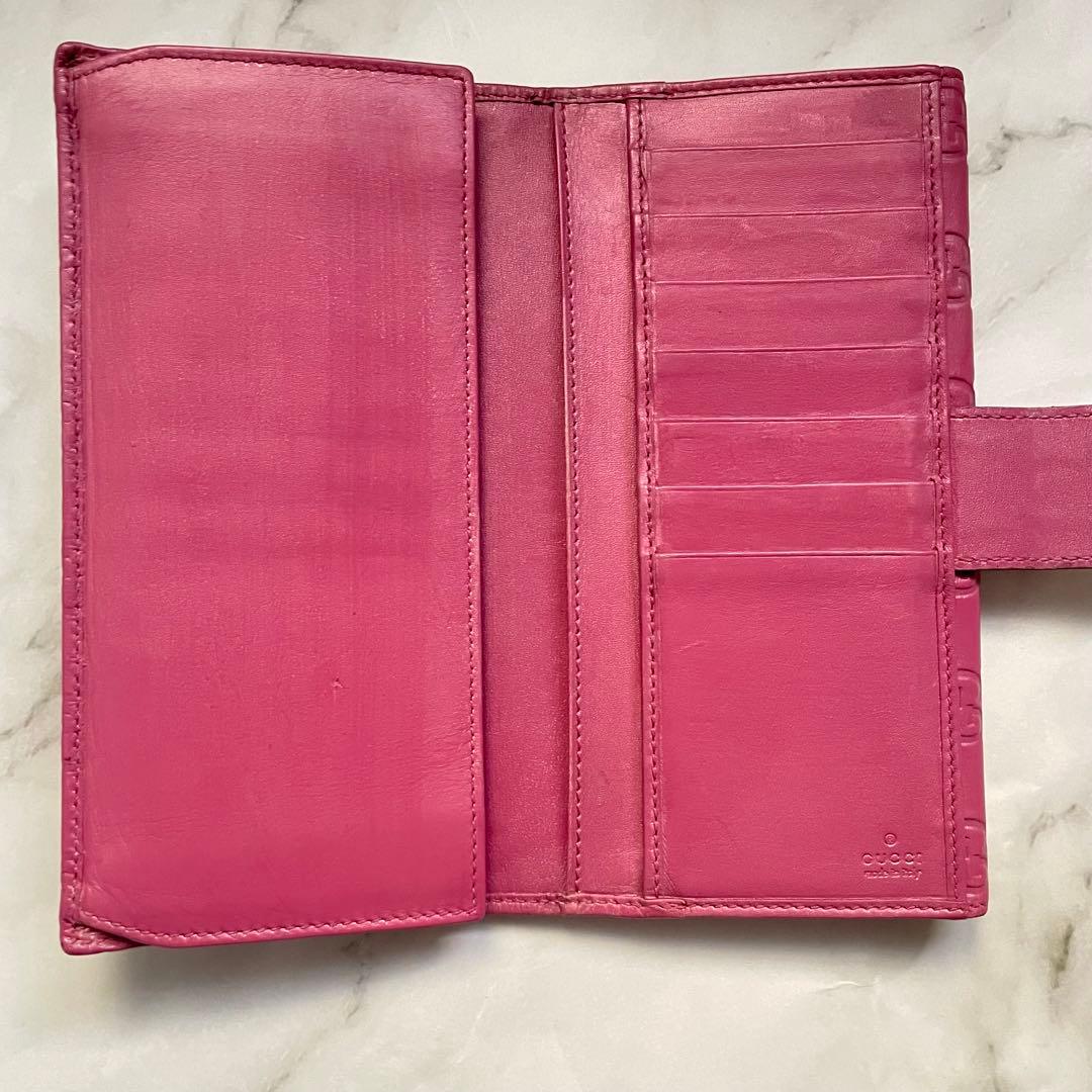 グッチ　GUCCI ラブリーハート GGエンボス ピンク 長財布　0108-⑥