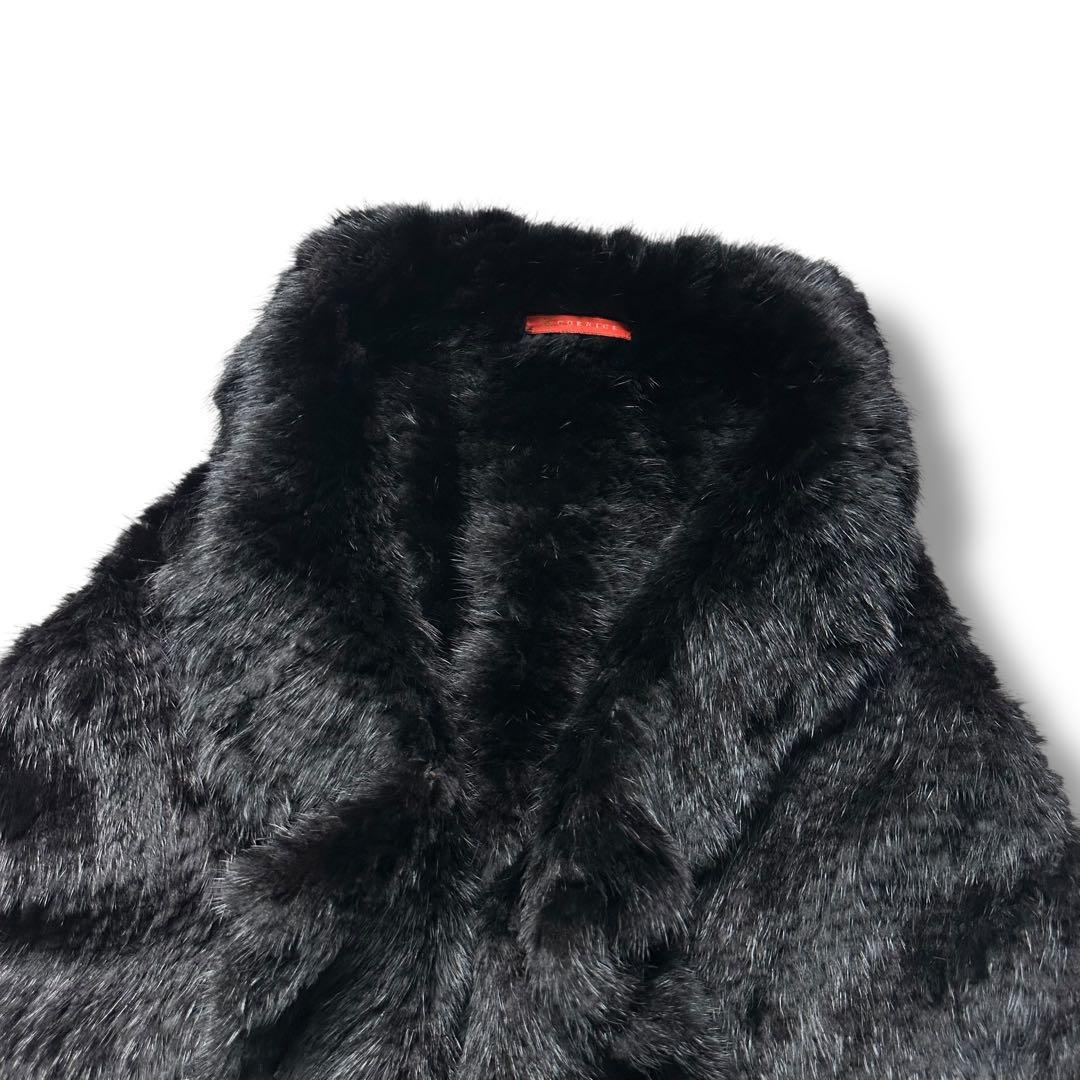 極美品 ミンク リアルファー ポンチョ 毛皮 M相当 黒 レディース 三陽商会