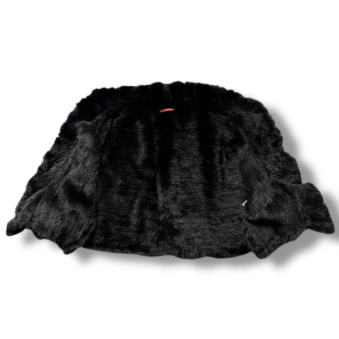 極美品 ミンク リアルファー ポンチョ 毛皮 M相当 黒 レディース 三陽商会