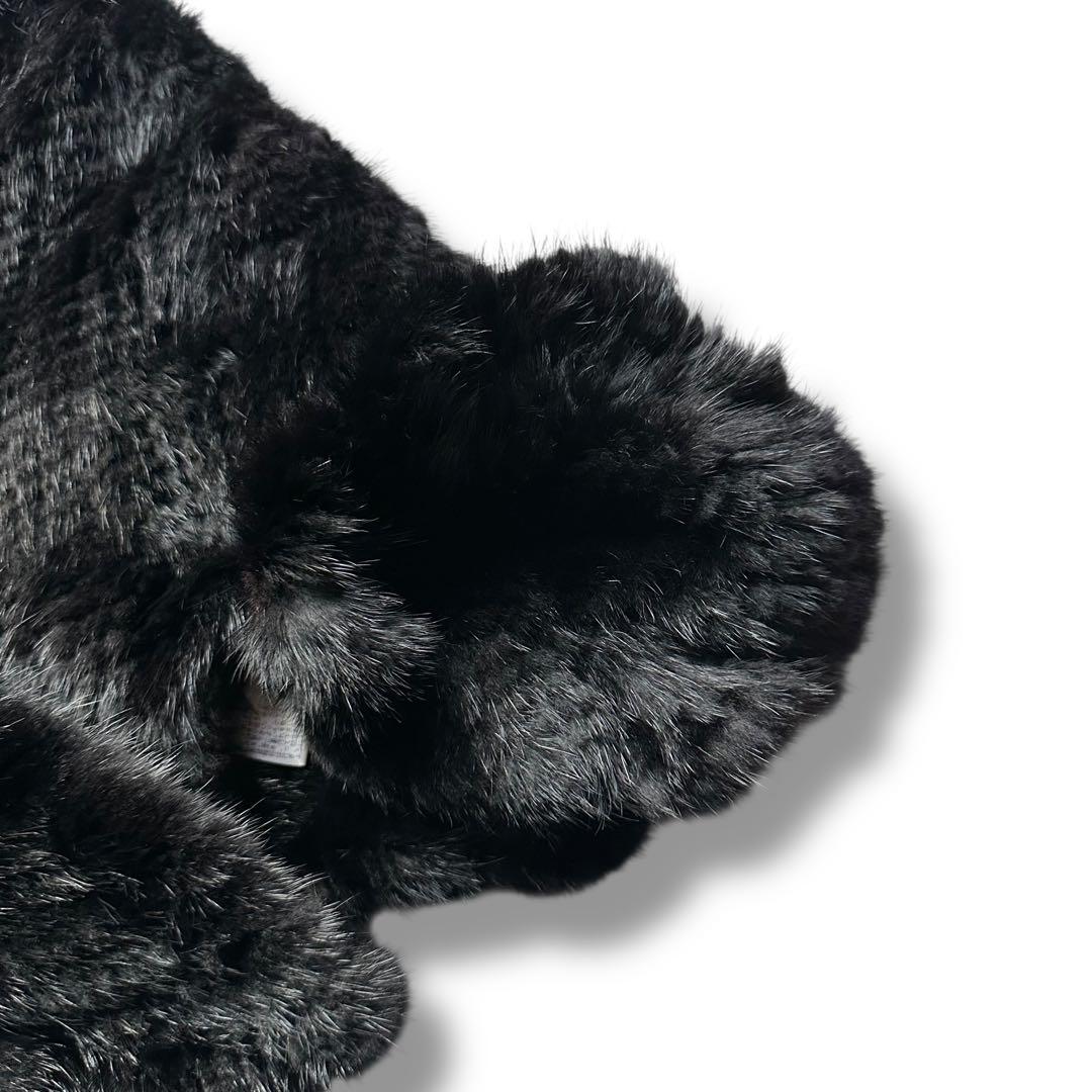 極美品 ミンク リアルファー ポンチョ 毛皮 M相当 黒 レディース 三陽商会