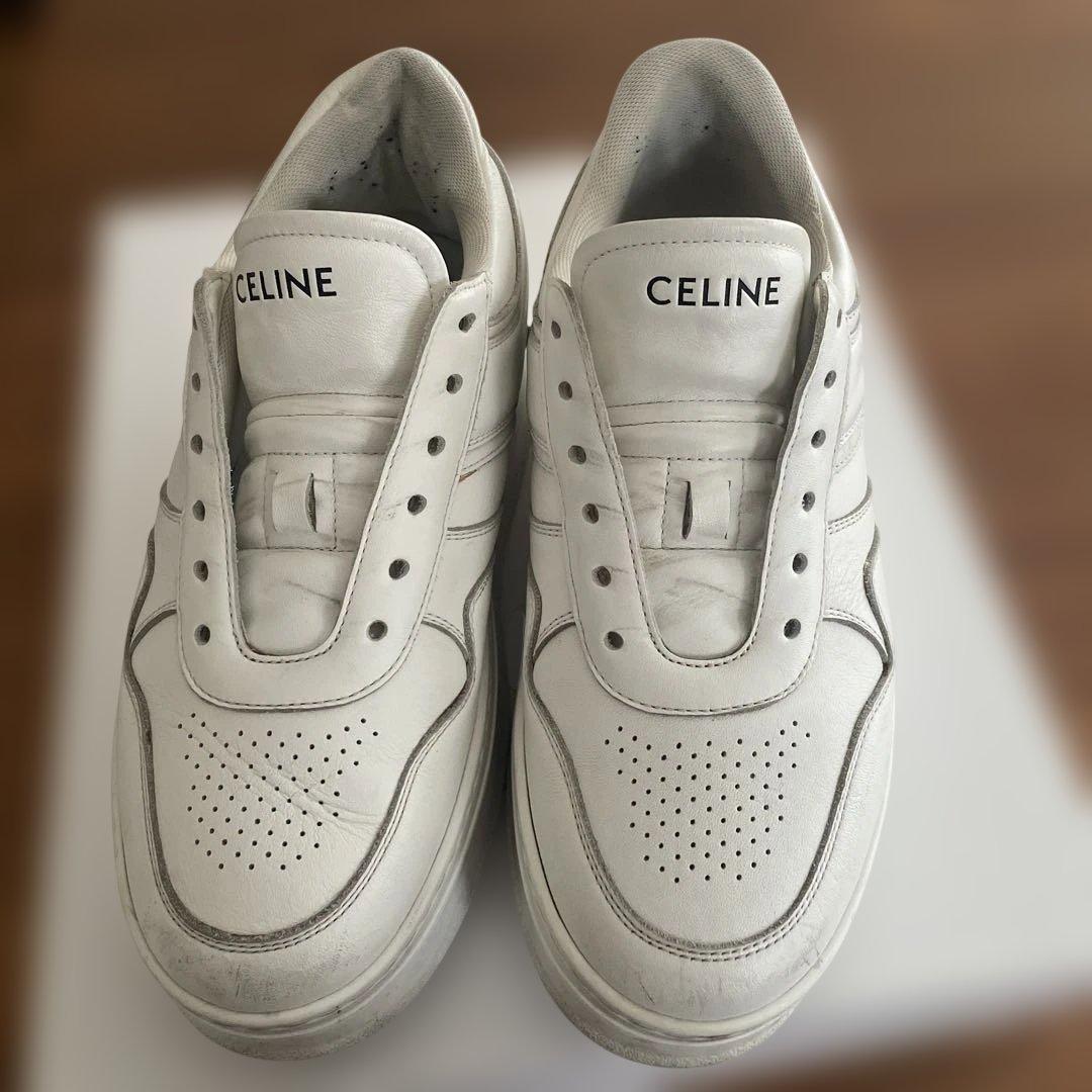 CELINE ホワイト レザースニーカー 38