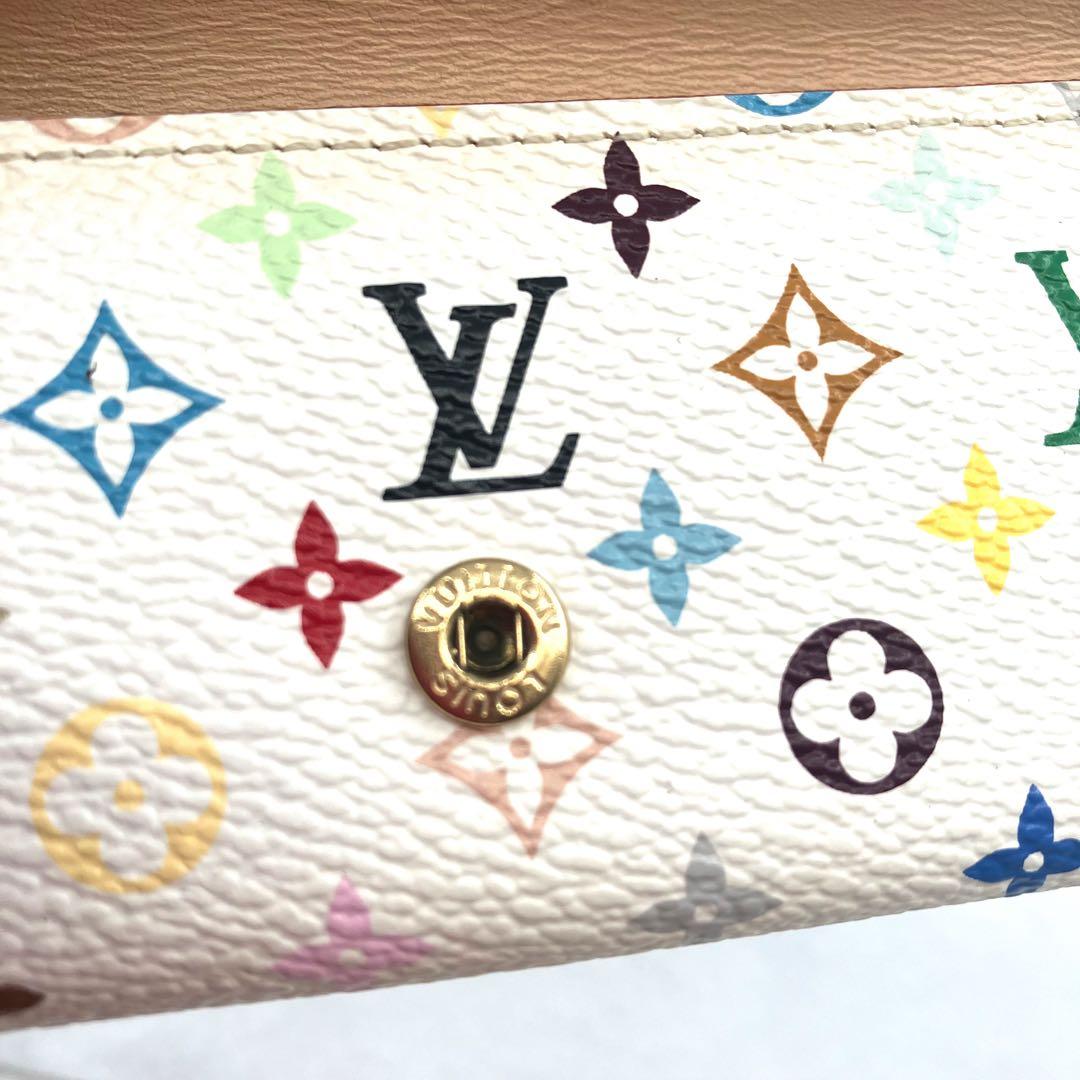 ルイヴィトン キーケース 4連 ミュルティクレ モノグラム マルチカラー 白