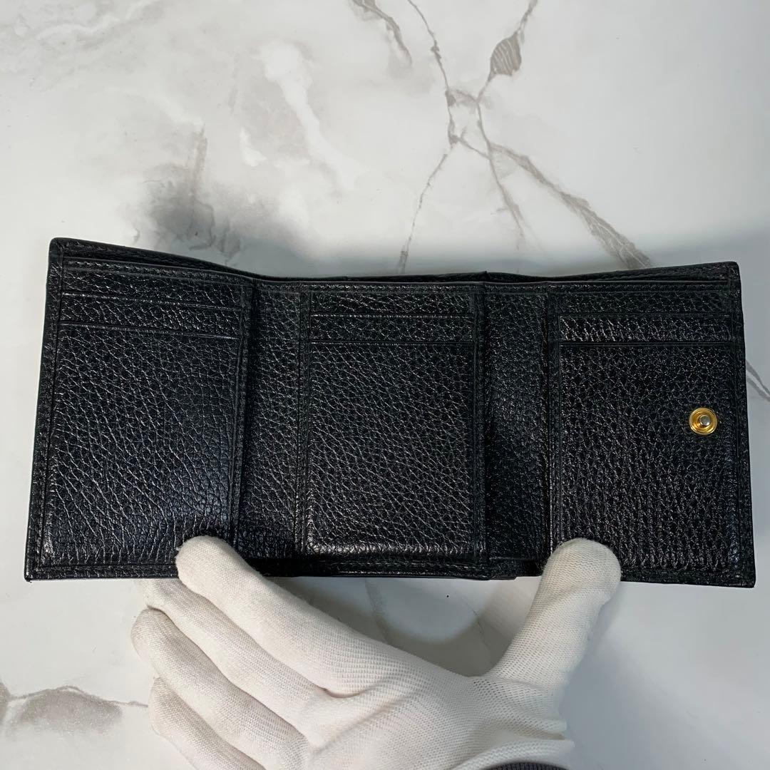美品✨グッチ 三つ折り財布 ウォレット GGマーモント レザー ブラック
