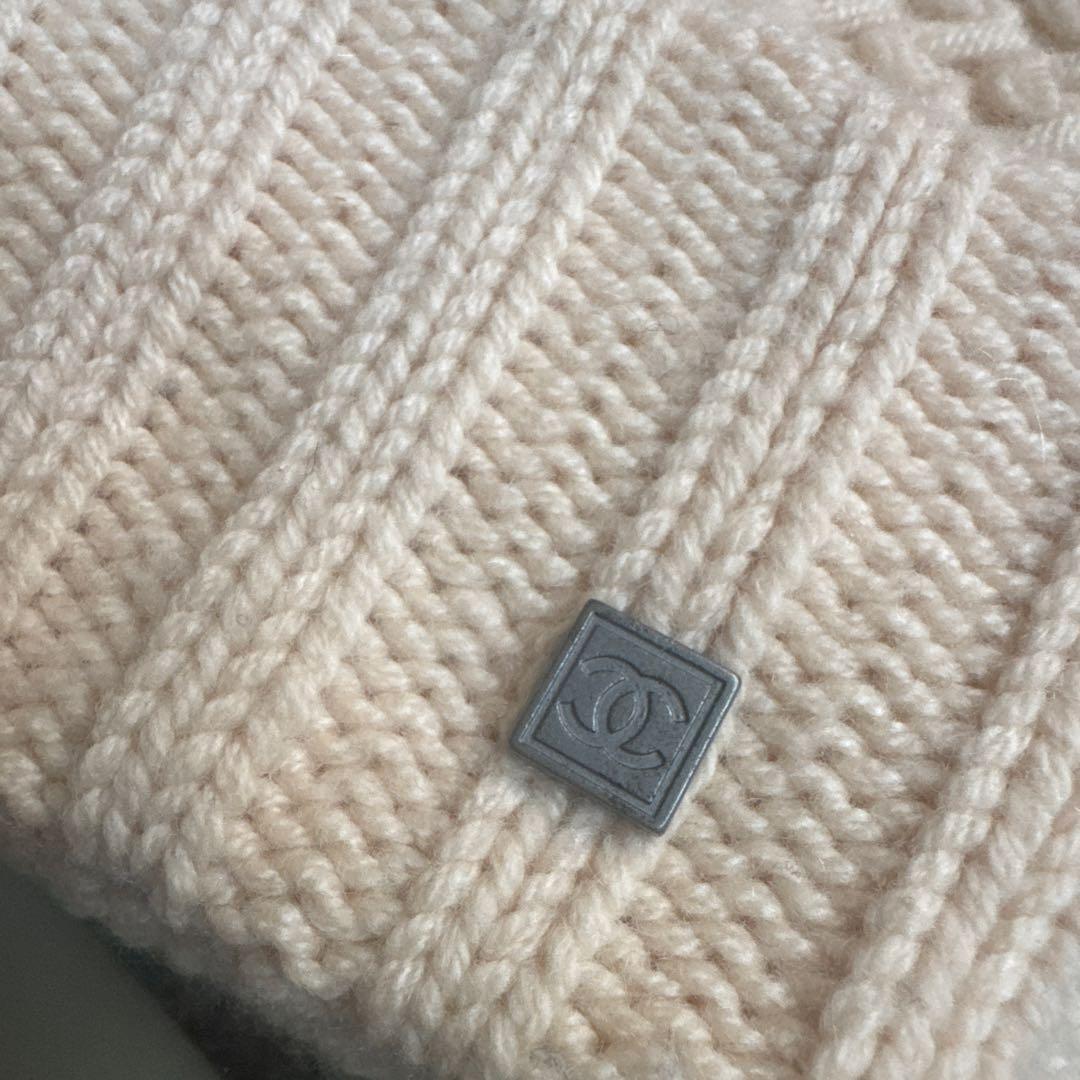 CHANEL カシミヤ ニット帽 ベージュ　アイボリー　ホワイト系