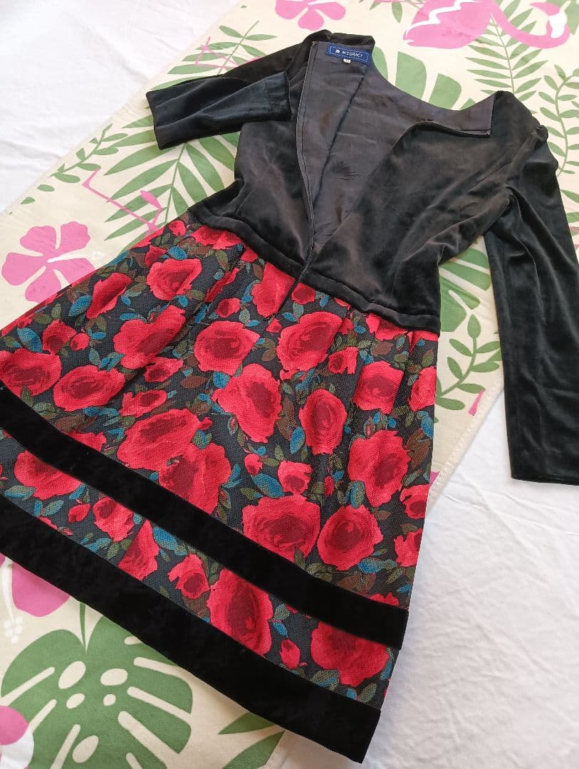 美品！エムズグレイシー 花柄 ローズ 高級 ワンピース