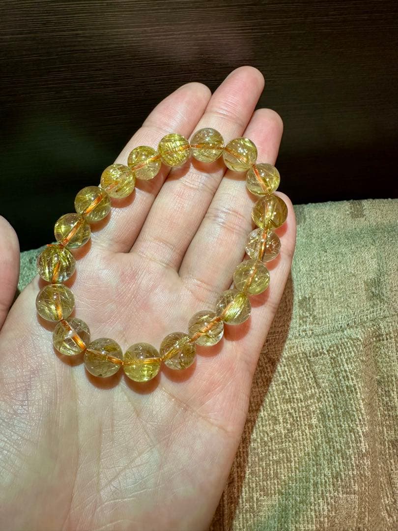 ゴールド　ルチルクォーツ　10.5mm 高品質ブレスレット