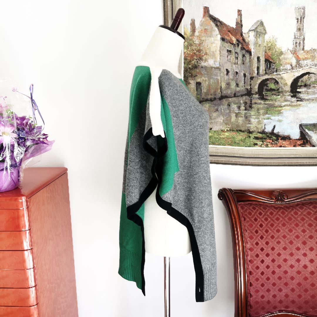 美品　HERMESエルメス　ケープ　ポンチョ　セーター　カシミヤ　緑　ベスト