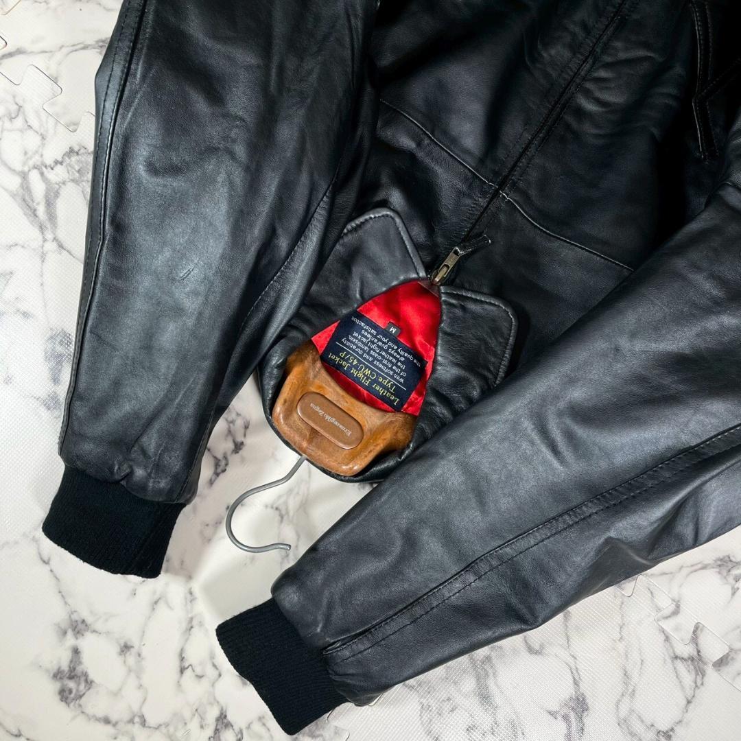 ✨CWU-45P/羊革✨(XL位) ラムレザー 中綿 フライトジャケット 黒赤