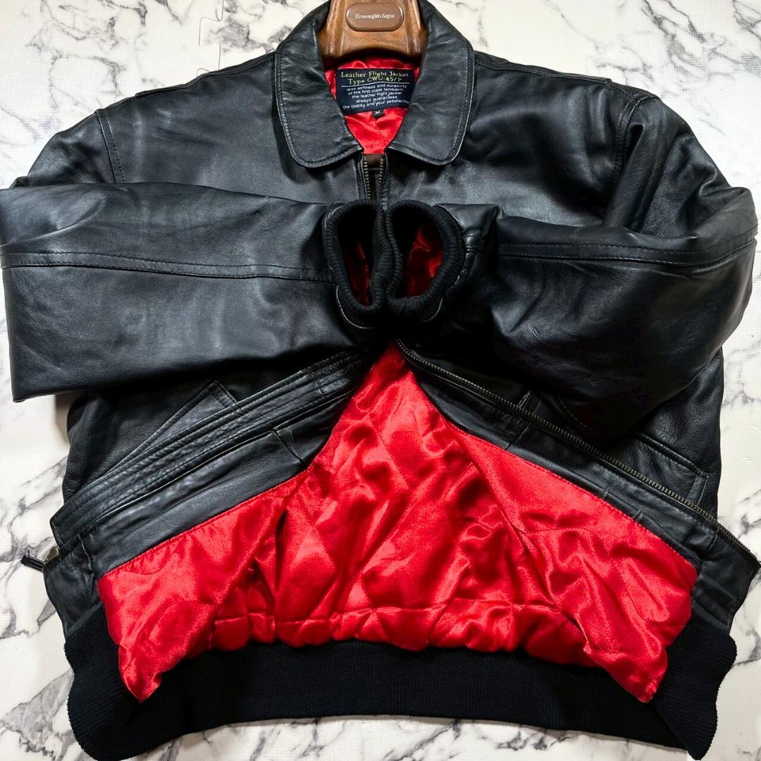 ✨CWU-45P/羊革✨(XL位) ラムレザー 中綿 フライトジャケット 黒赤