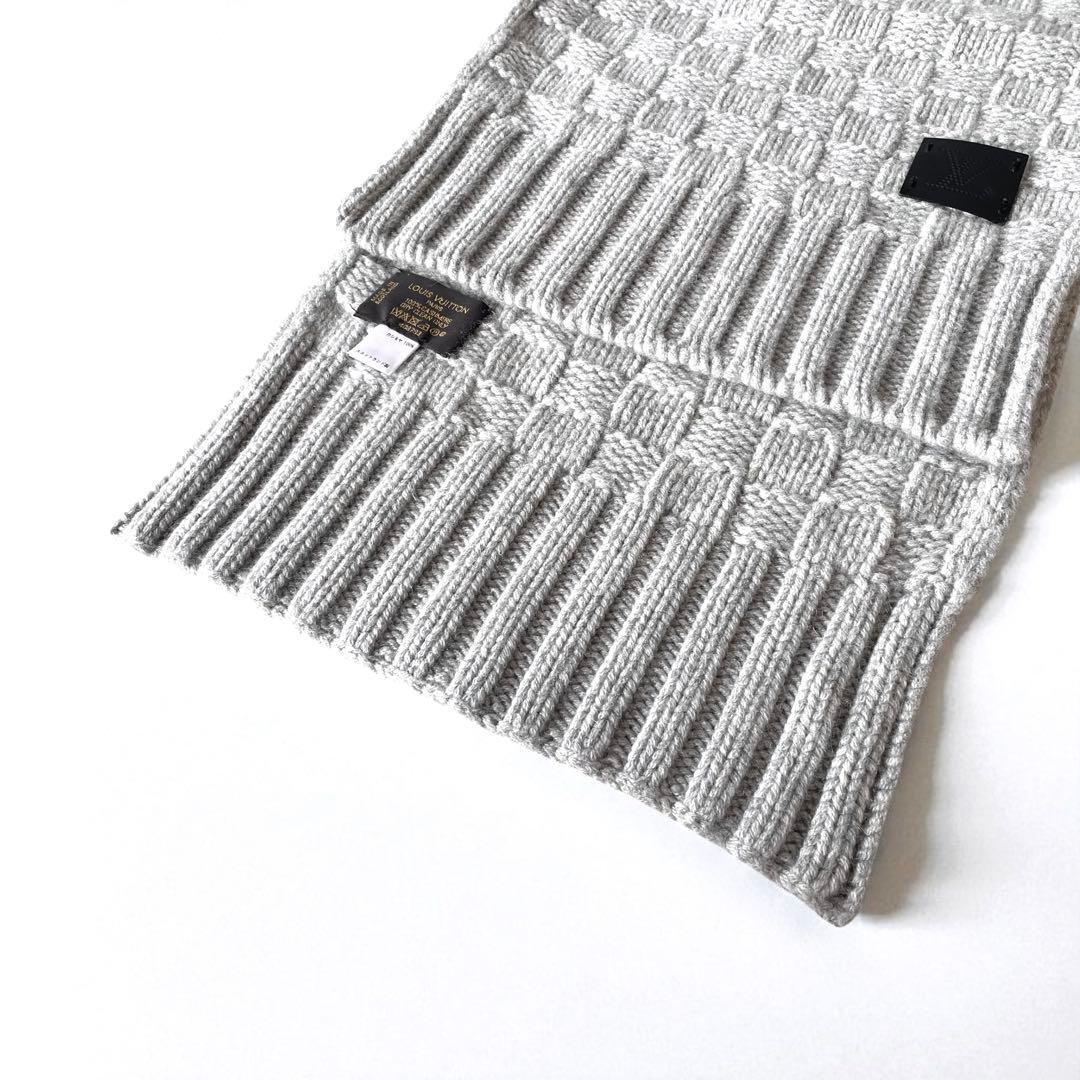 《未使用品》ルイヴィトン カシミヤ100% マフラー ストール ダミエ LVロゴ