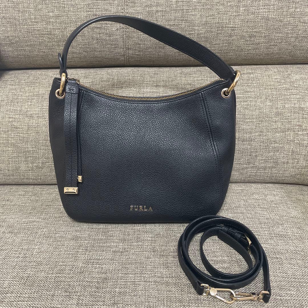 FURLA フルラ 2way ホーボー シエナ シボ革 ブラック - メルカリ