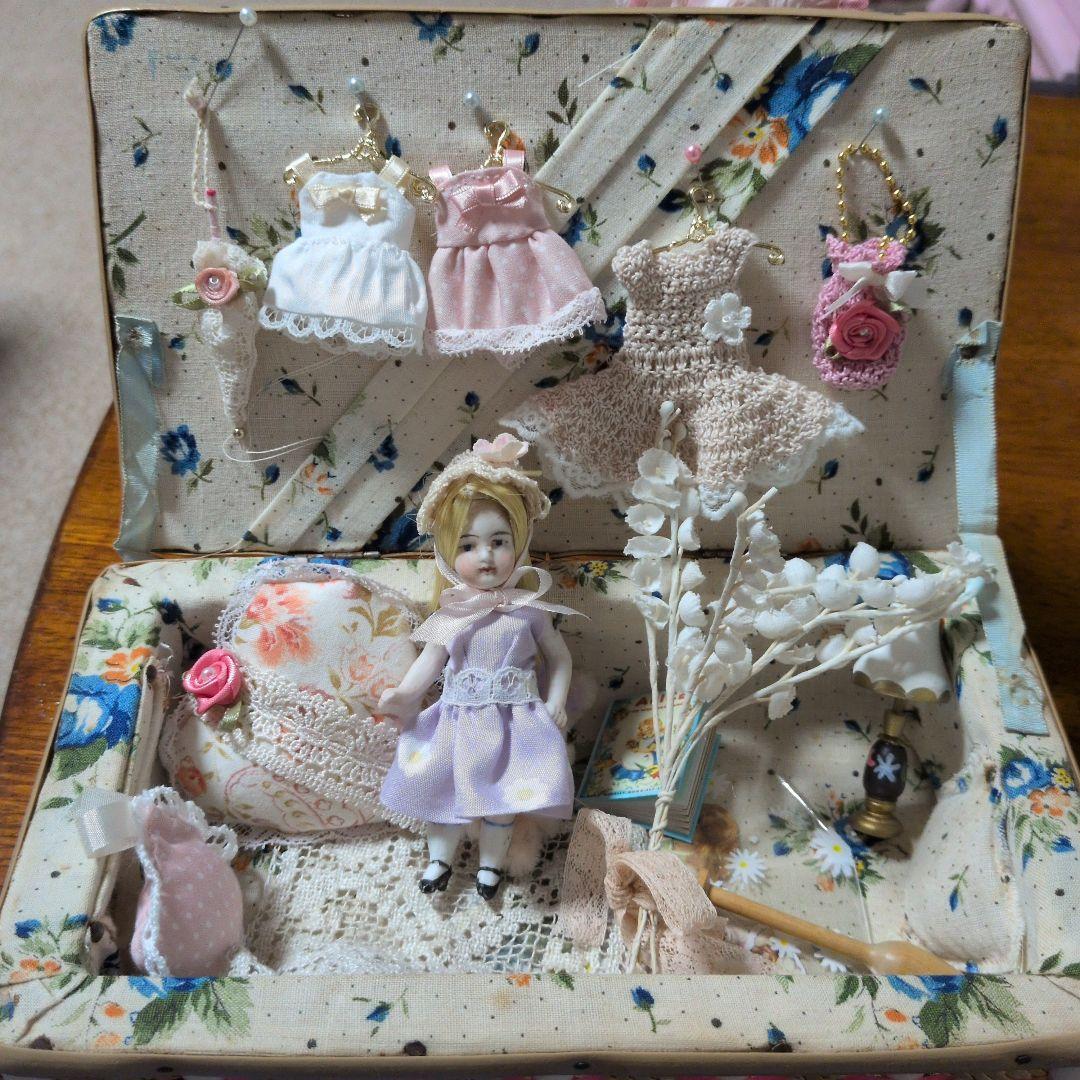 フランスビンテージソーイングボックス入りプレデーションボックス