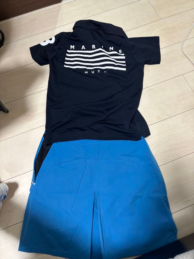 mutaネイビー ポロシャツ ブルー スカート セット
