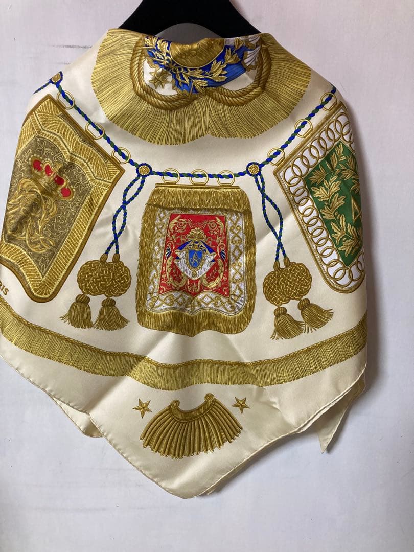 HERMES スカーフ Poste et Cavalerie シルク 100%