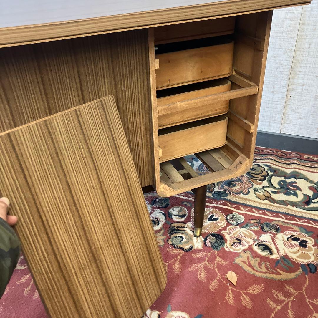 昭和レトロ 東洋デスク 古家具 木製 両袖 書斎机 勉強机 文机 ワークデスク