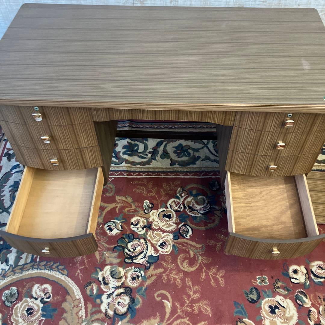 昭和レトロ 東洋デスク 古家具 木製 両袖 書斎机 勉強机 文机 ワークデスク