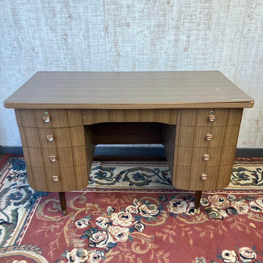 昭和レトロ 東洋デスク 古家具 木製 両袖 書斎机 勉強机 文机 ワークデスク