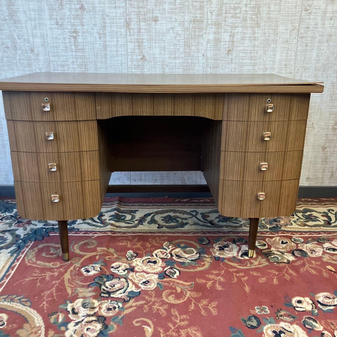 昭和レトロ 東洋デスク 古家具 木製 両袖 書斎机 勉強机 文机 ワークデスク