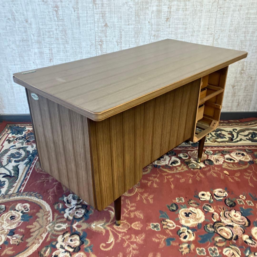 昭和レトロ 東洋デスク 古家具 木製 両袖 書斎机 勉強机 文机 ワークデスク