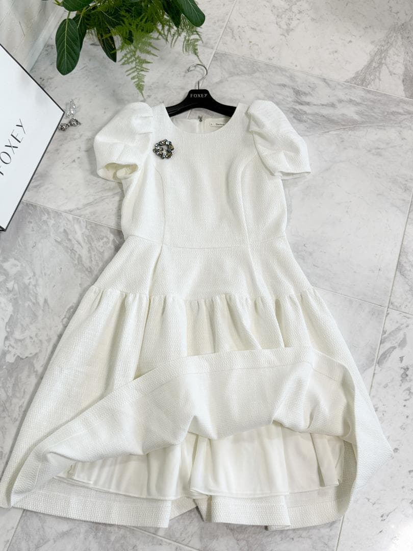 未使用★FOXEY/フォクシー デイジーリン コクーンスリーブドレス 42 半袖