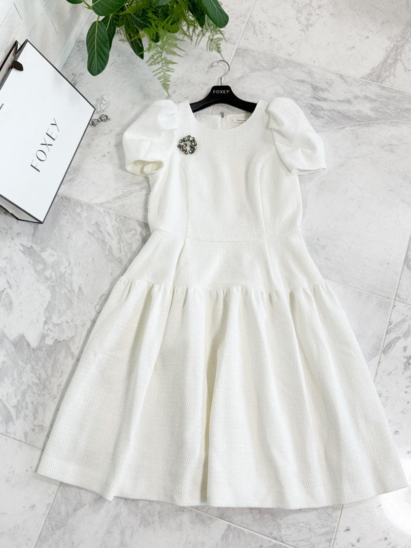未使用★FOXEY/フォクシー デイジーリン コクーンスリーブドレス 42 半袖