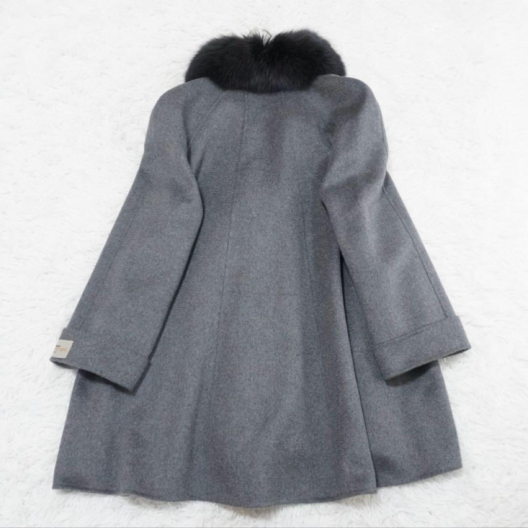 極美品 高級✨深喜毛織 カシミヤ100%コート フォックスファー リアルファー