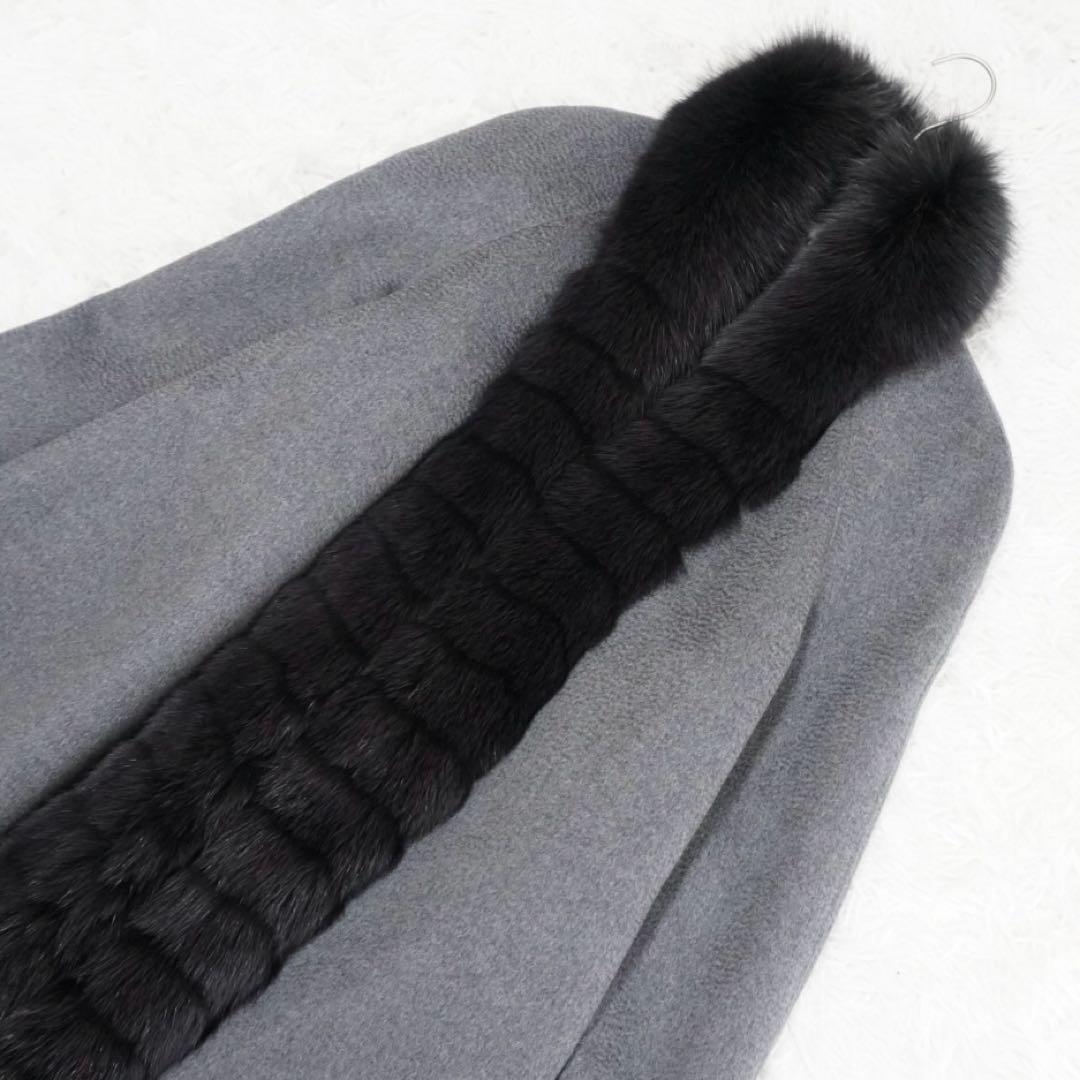 極美品 高級✨深喜毛織 カシミヤ100%コート フォックスファー リアルファー