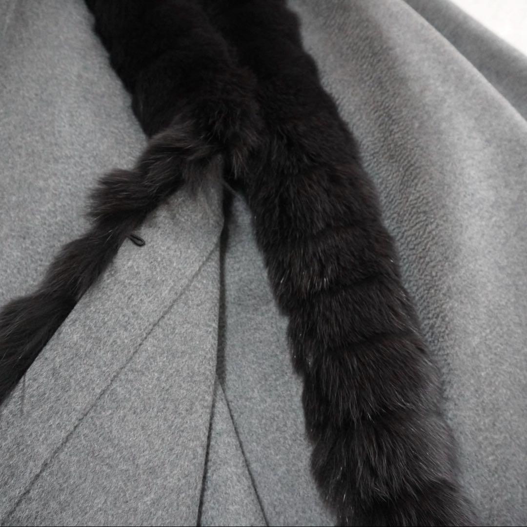 極美品 高級✨深喜毛織 カシミヤ100%コート フォックスファー リアルファー