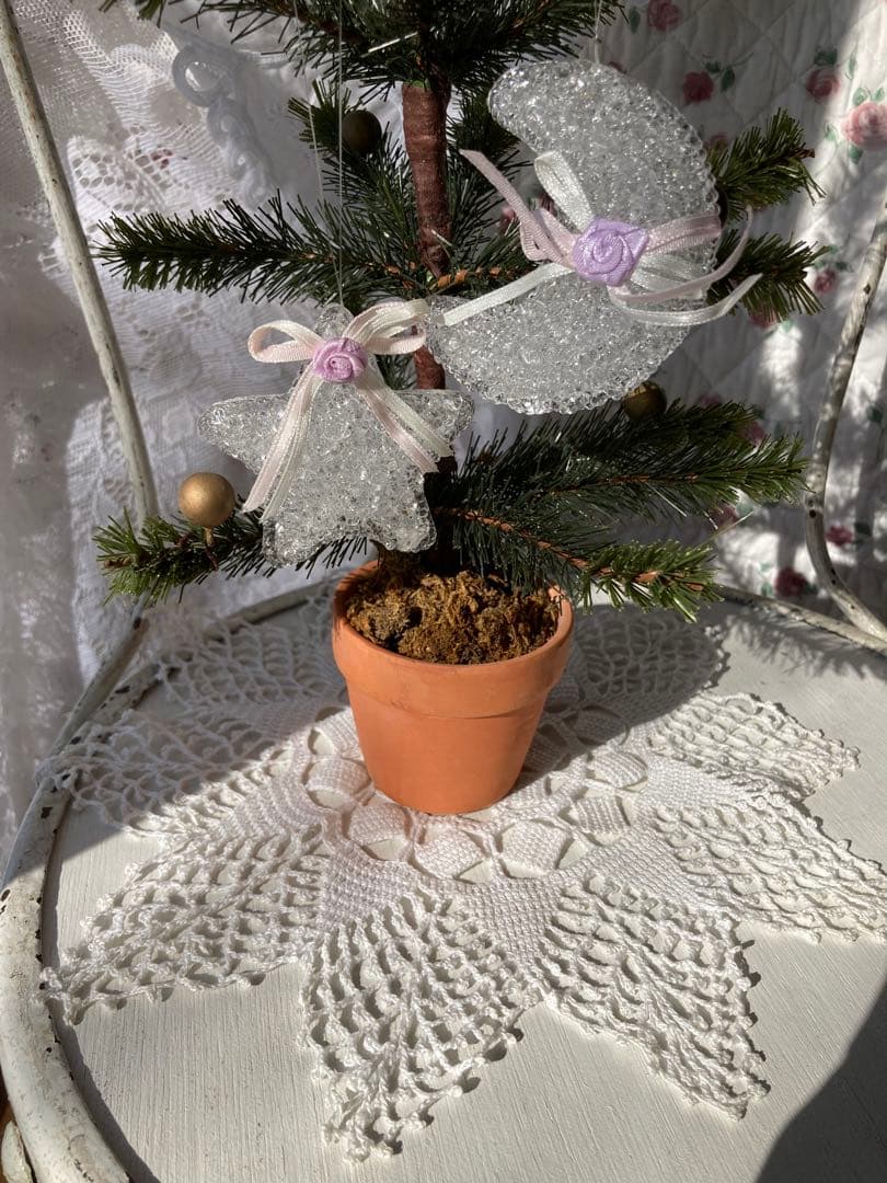 海外店ジャグカバー★レースドイリー10星形スカラップ&天使と薔薇マグネット新品