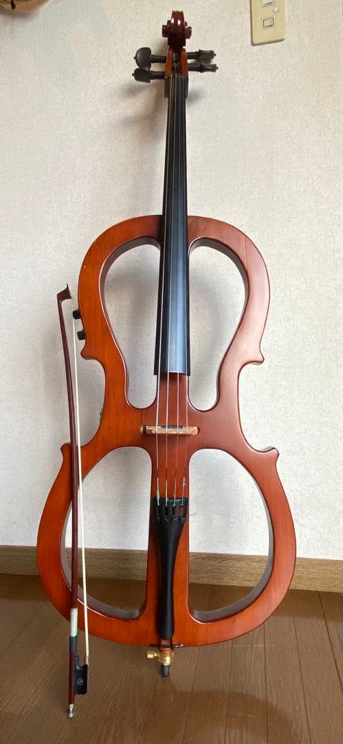 弓・収納袋付き】エレクトリックチェロ サイレントチェロ 木製 匿名