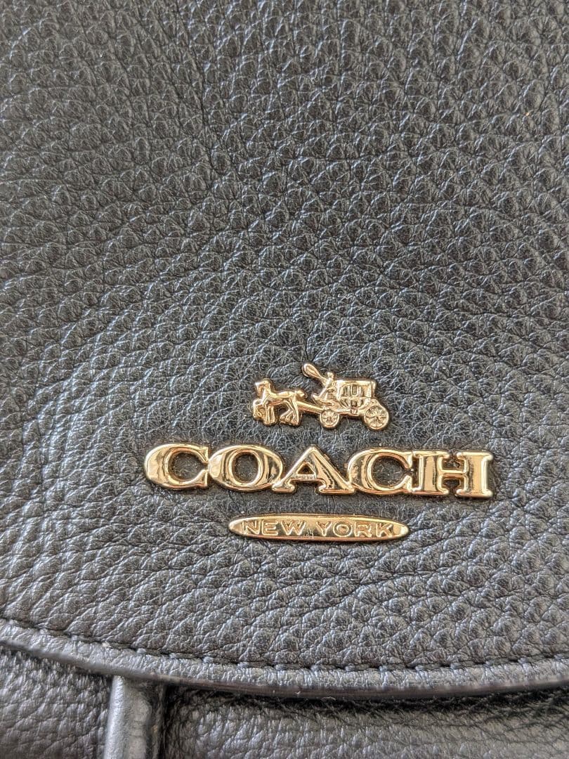ららりCOACH ブラックレザー リュック　ユニセックス