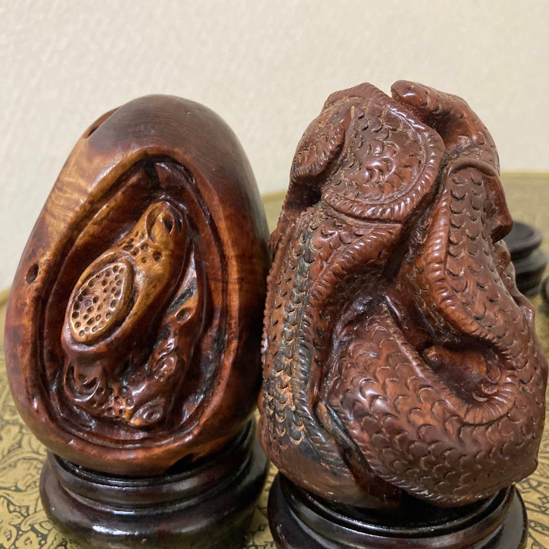 薔薇の根 珍品 中国 彫刻干支置物 12種 中国美術 根付けなどお好き