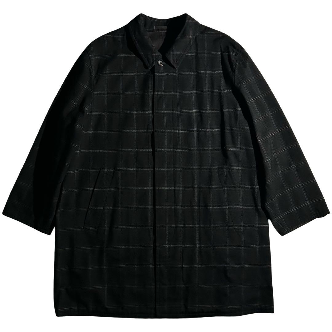80s AD1988 ARCHIVE リバーシブルチェックステンカラーコート 黒