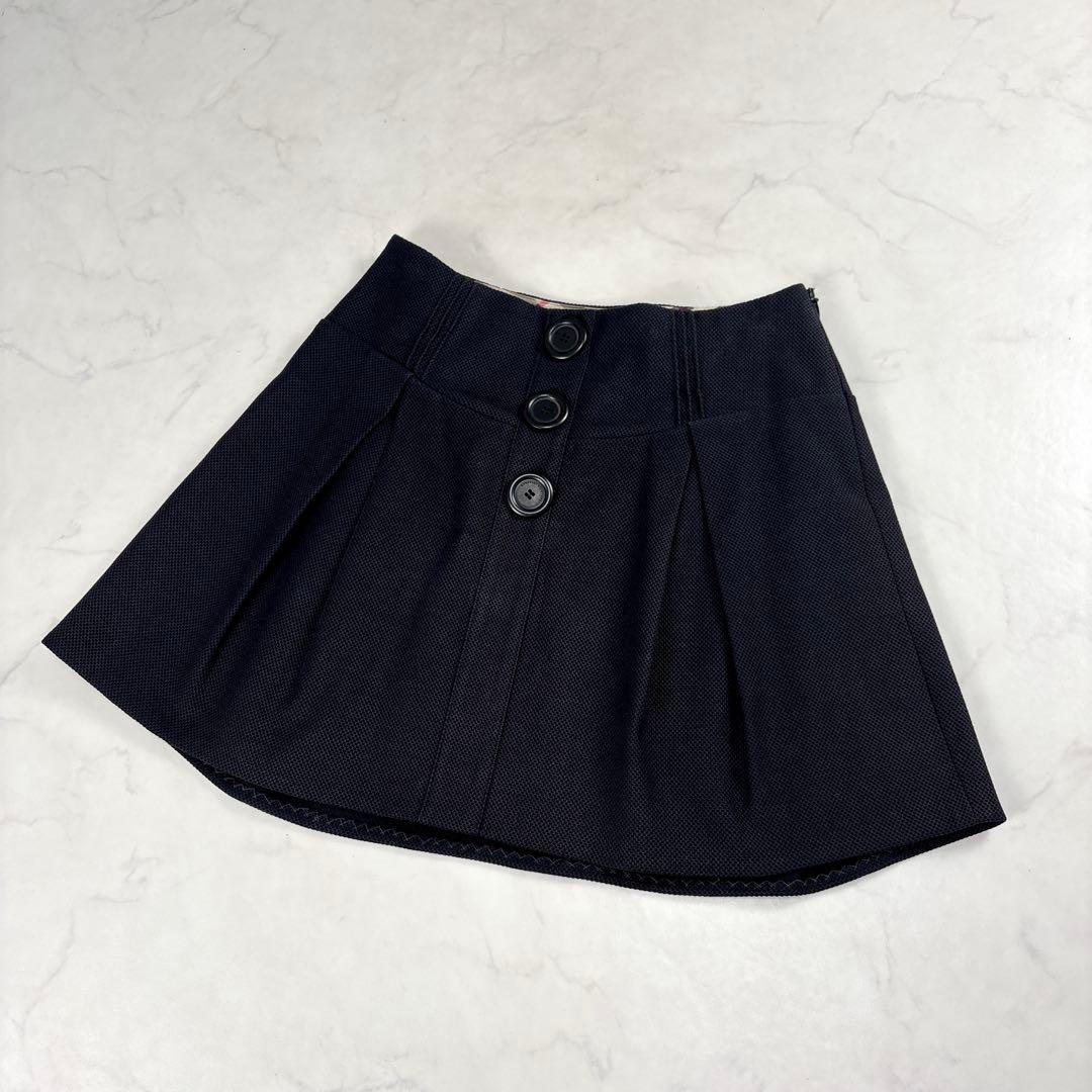 BURBERRY BLUE LABEL 黒ミニスカート プリーツ フレア M - メルカリ