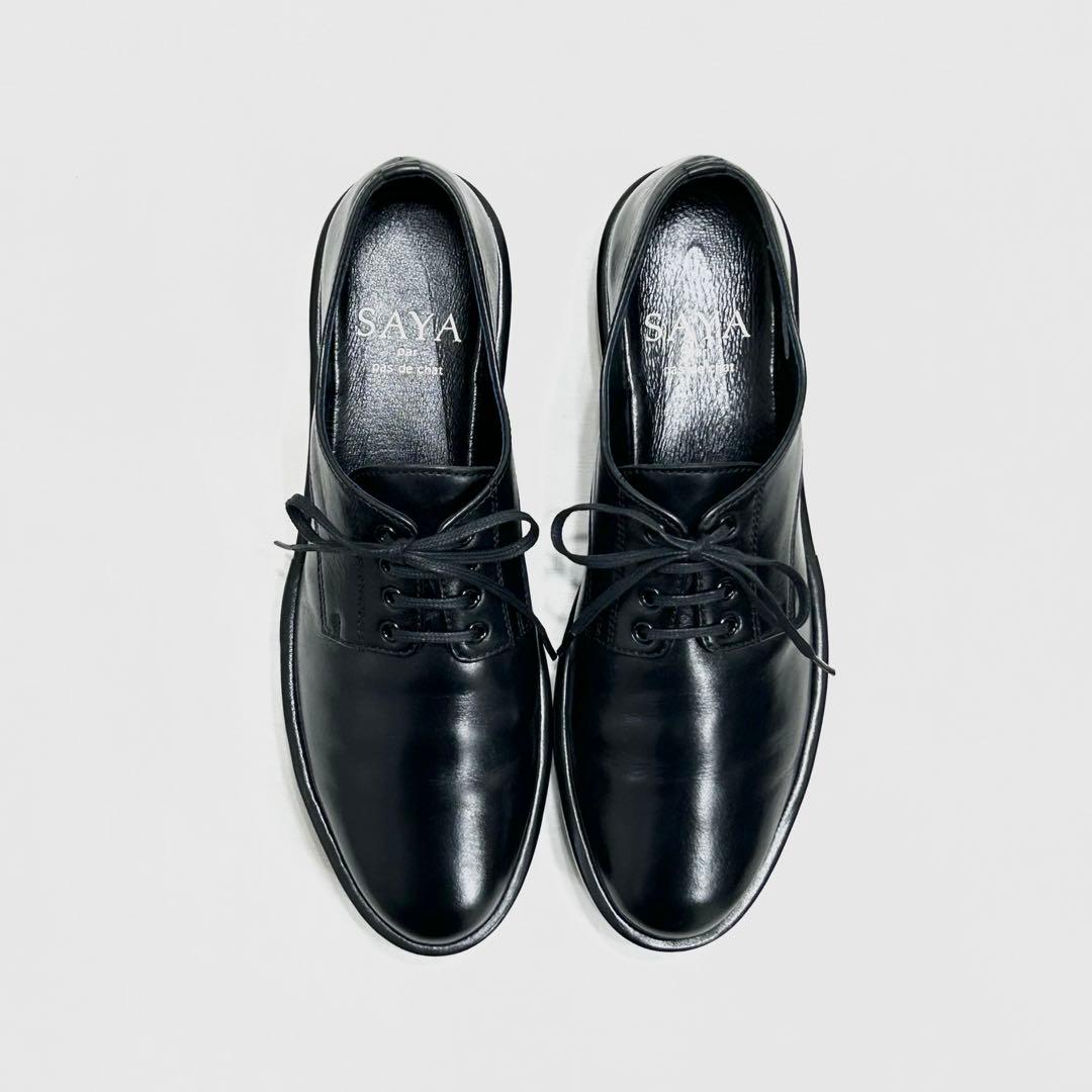 ■美品 サヤ SAYA レースアップシューズ 23.5 37 ローファー 黒