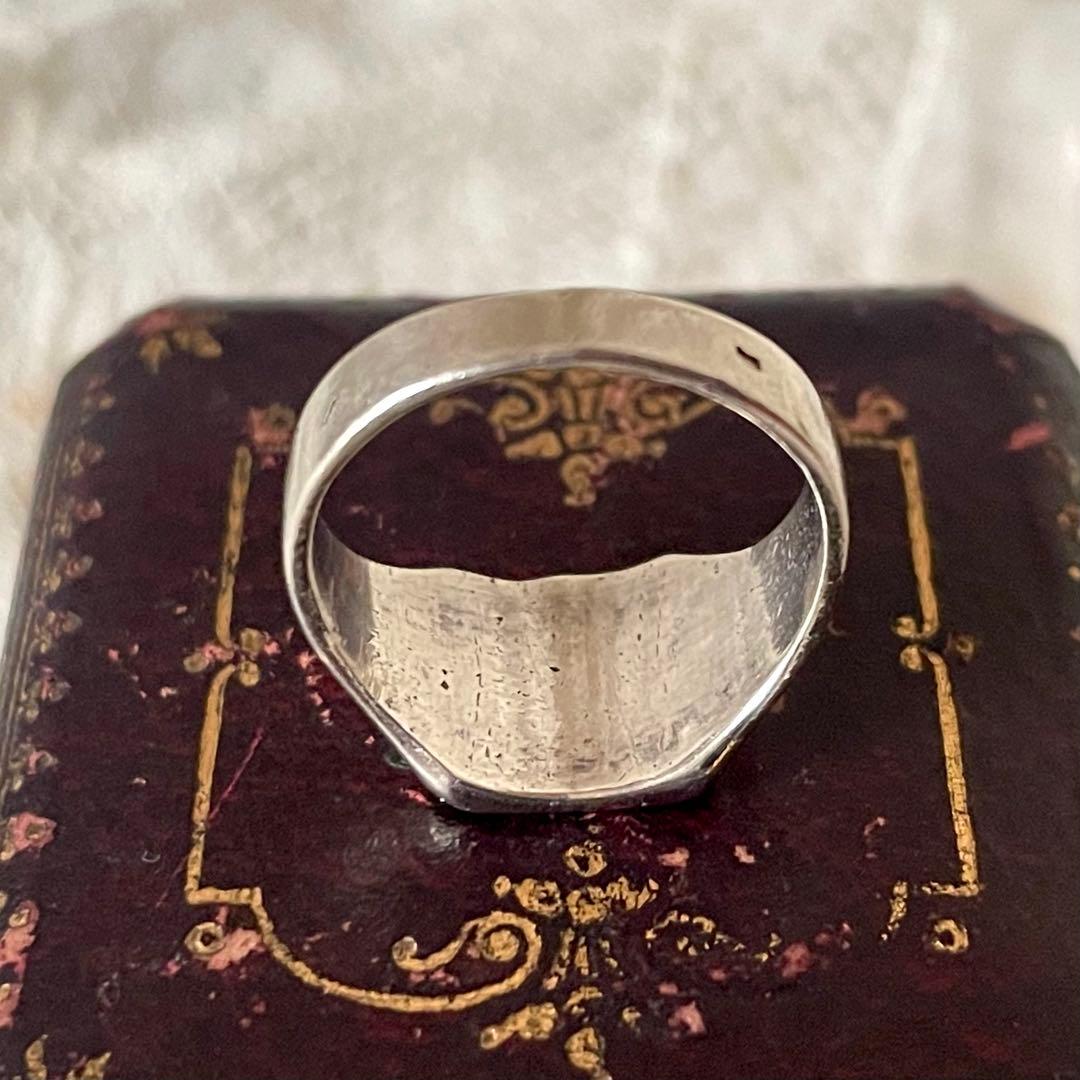 ブギウギ 　純銀製紋章デザインリング　フランスアンティーク　シグネット指輪