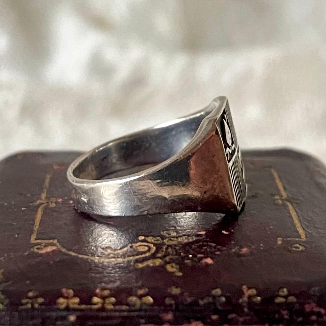 ブギウギ 　純銀製紋章デザインリング　フランスアンティーク　シグネット指輪