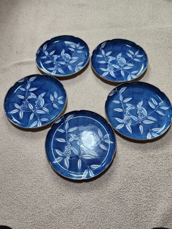 和皿 19枚セット 青い葉模様