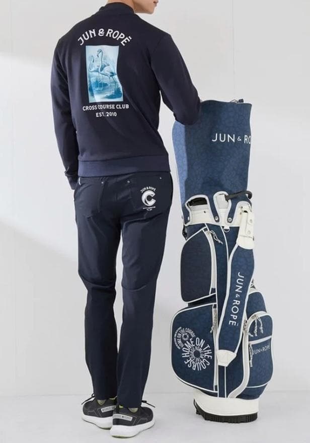 屋外未使用 JUN&ROPE' アニマル柄 ゴルフ キャディバッグ ネイビー