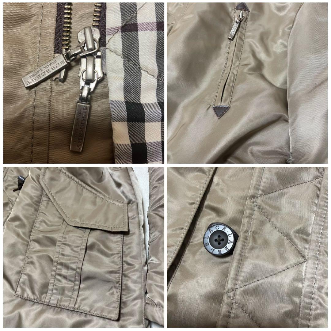 バーバリーブラックレーベル　モッズコート　裏キルティング　ノバチェック　フード