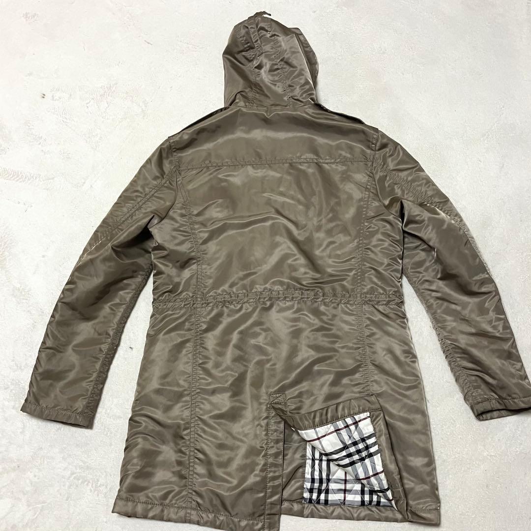 バーバリーブラックレーベル　モッズコート　裏キルティング　ノバチェック　フード