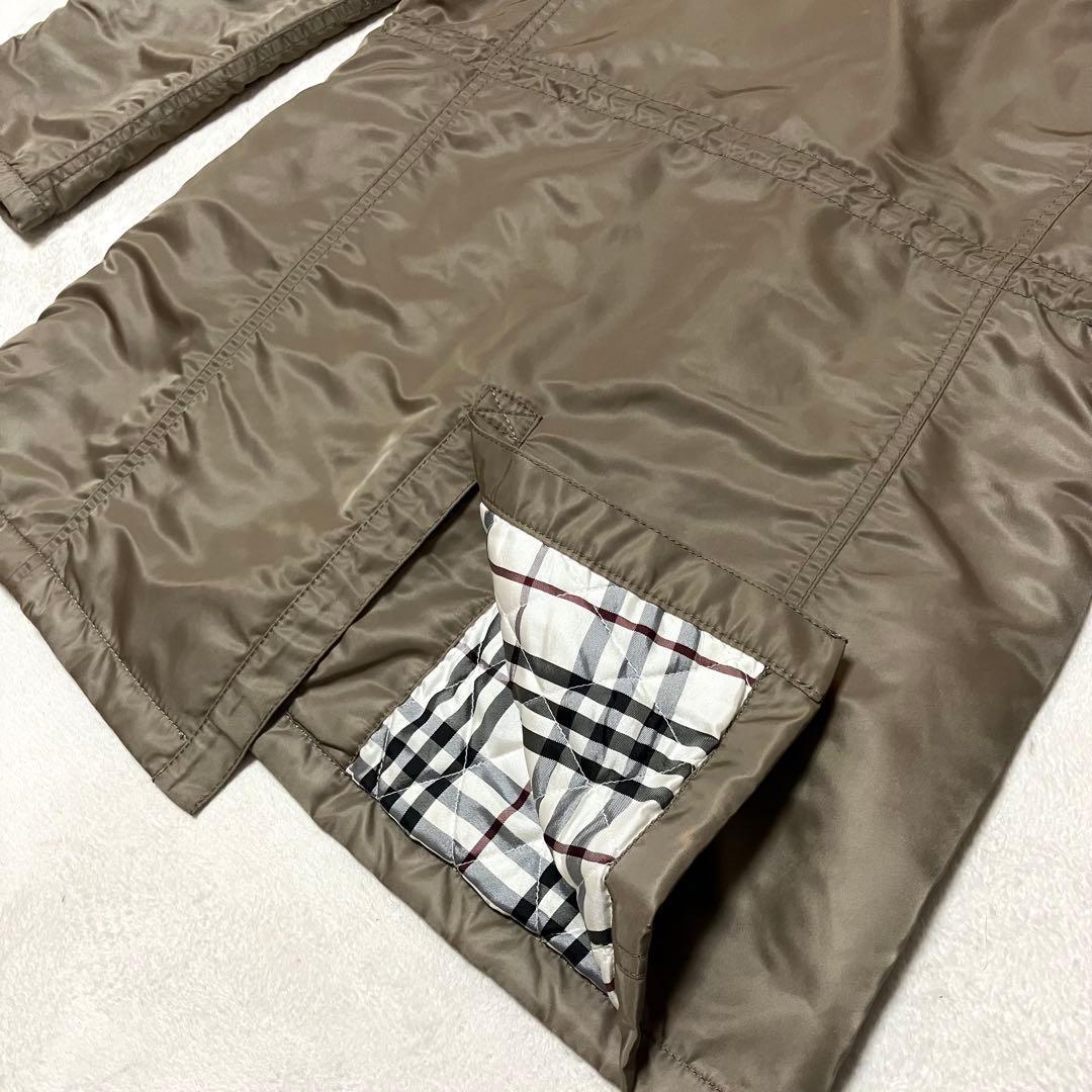 バーバリーブラックレーベル　モッズコート　裏キルティング　ノバチェック　フード