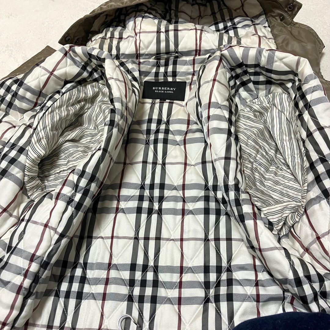 バーバリーブラックレーベル　モッズコート　裏キルティング　ノバチェック　フード