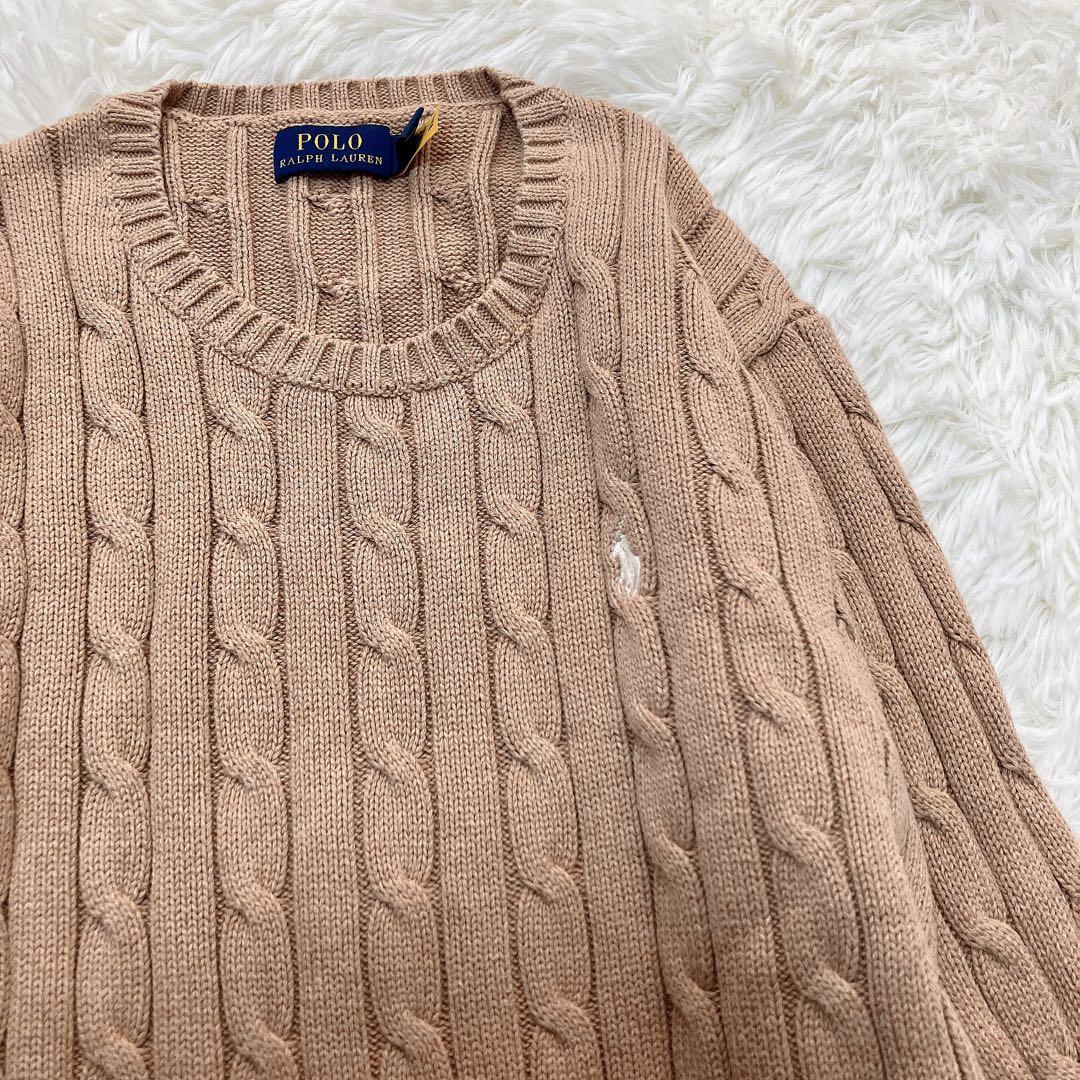美品　ポロ　ラルフローレン　ケーブルニットワンピース　近年モデル　ベージュ