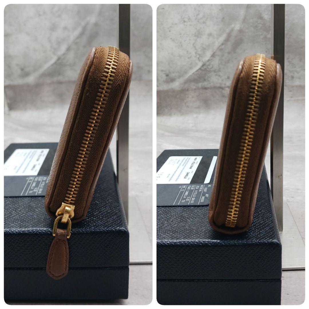✨美品✨ プラダ ヴッテロ グレイン ラウンドファスナー 長財布 ブラウン
