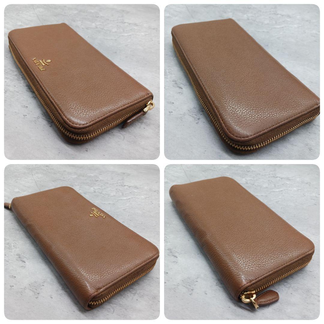 ✨美品✨ プラダ ヴッテロ グレイン ラウンドファスナー 長財布 ブラウン