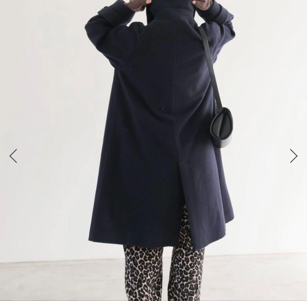 取り置き【未使用】尾州ウールスーパー100ステンカラーコート ネイビー