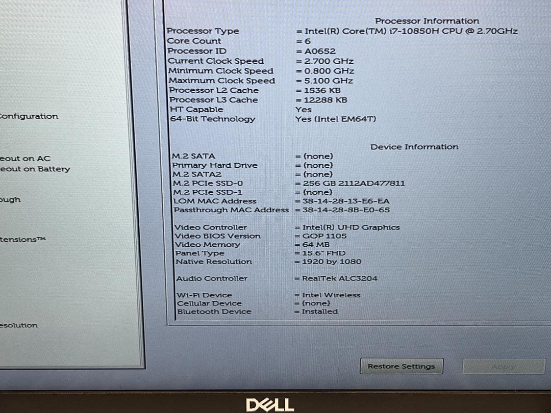 DELL Precision 3551 i7-10850H 16GB ノートPC
