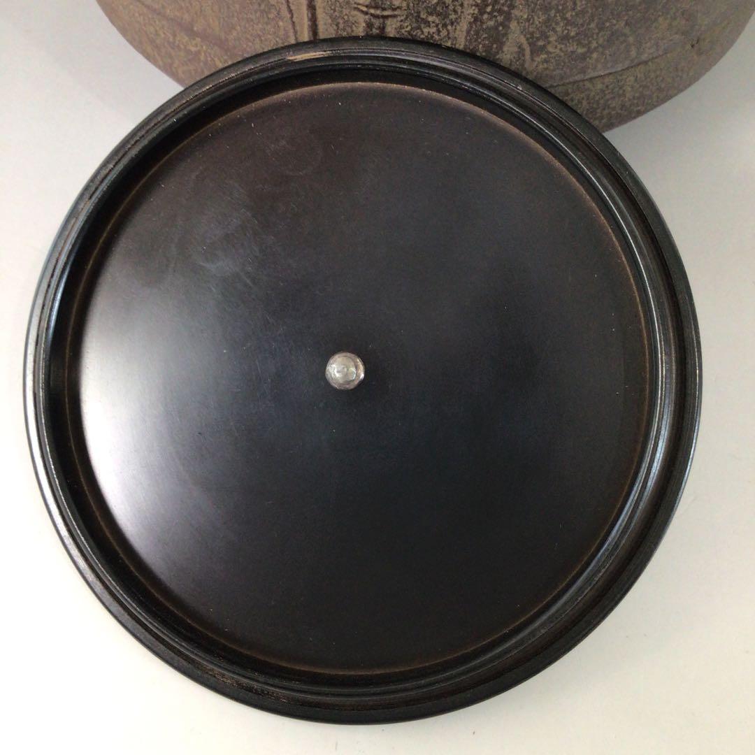 Ｓ１２４　茶釜　『釜師　菊地正直造』『南鐐摘み』『竹紋』『肩衝釜』　共箱　茶道具