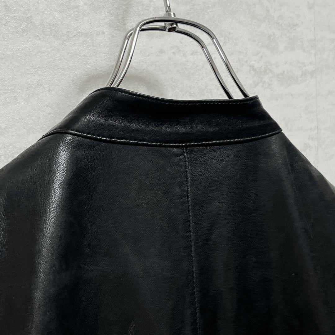 美品『グラム』シングルライダースレザージャケット 羊革 ベルト ダブルジップ 黒